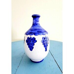 Hand Made Vase With Purple Grape Painting Made in Anacapri, Capri Italy